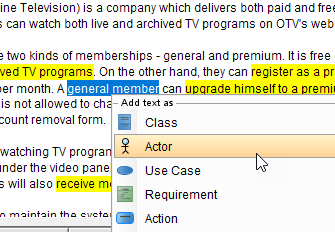 Extract model elements from text