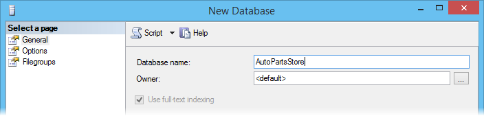 Entering database name