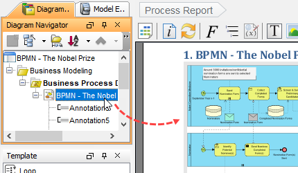 Report Design in BPMN Tool