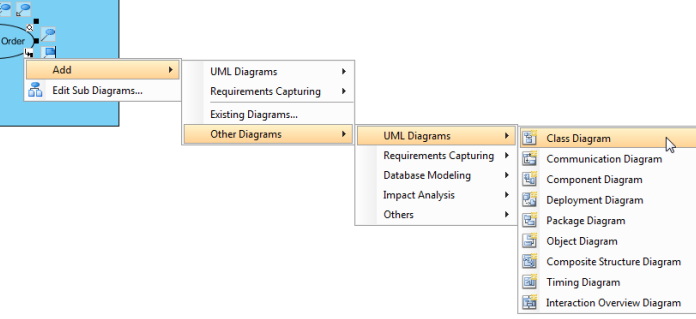 select class diagram on menu