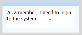 Entering requirement statement in user story