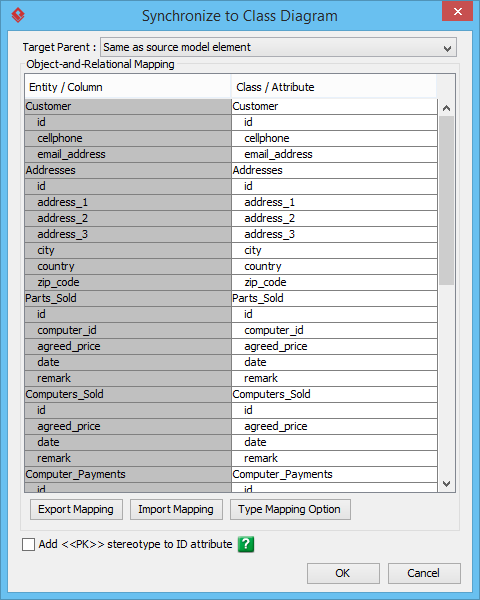 Modify class and attribute names