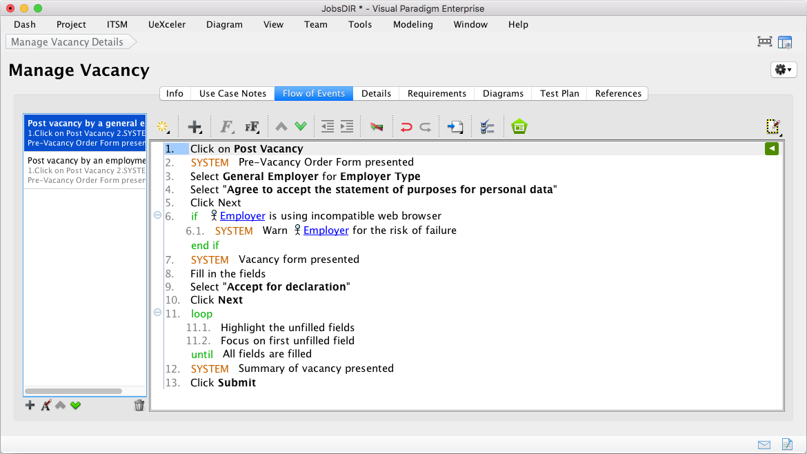 Use Case scenario