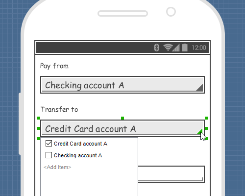 Android phone wireframe