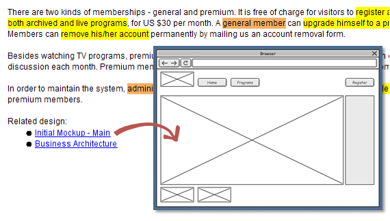 Embed diagram links into text