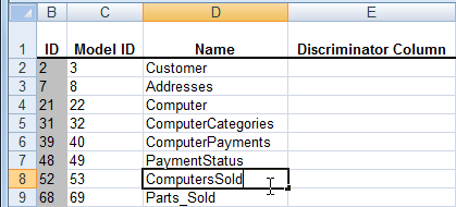 Update columns name in Excel