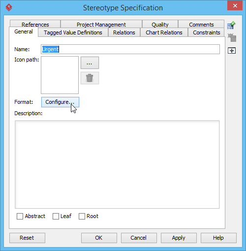 Configure format