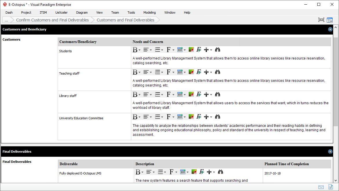 Project Management - form filling