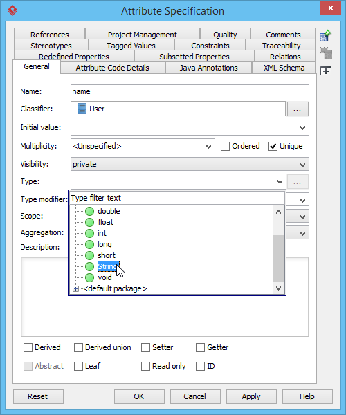 Select string type