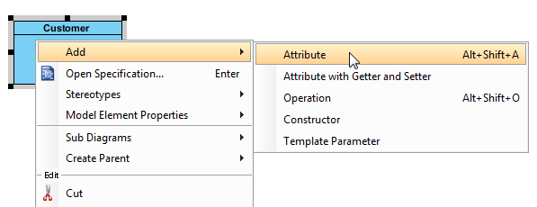 right click to add attribute