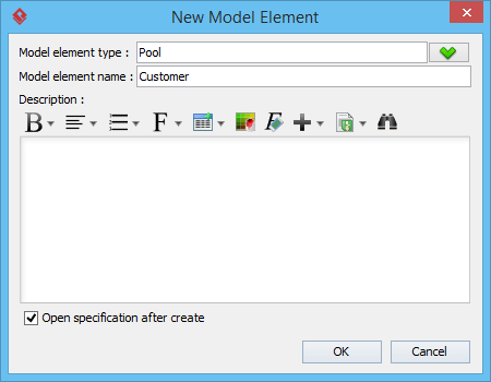 Entered model element name