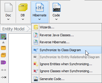 synchronize to class diagram