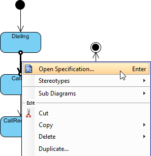 open specification of transition