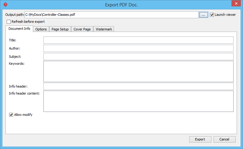 Export PDF document