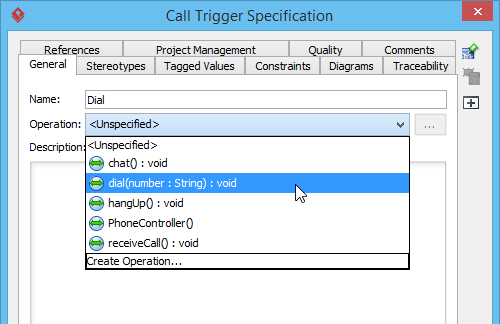 select operation to be trigger