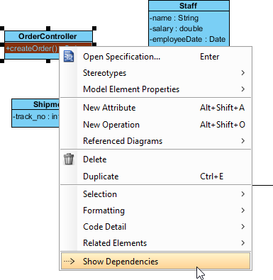 Show dependencies