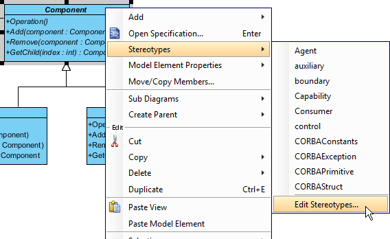 set component stereotypes