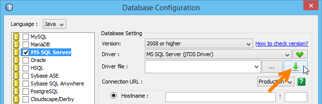 Download JDBC driver