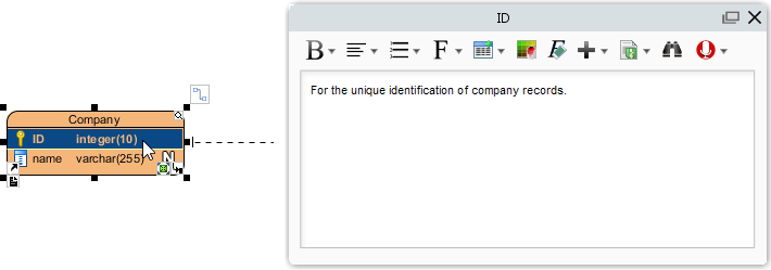 defined columns in company entity