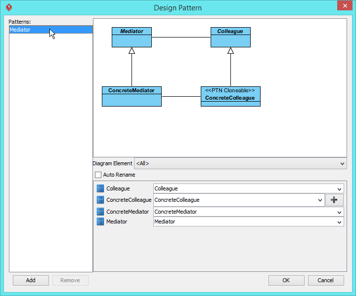 select mediator in dialog box