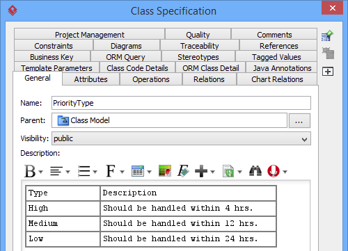 modigy priority type class description