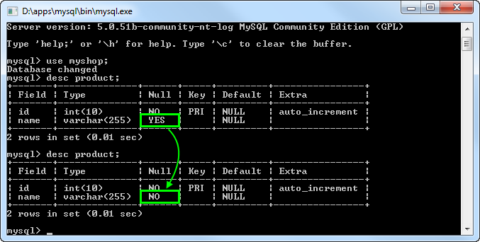 change nullable