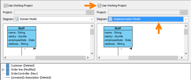 Select diagram to compare