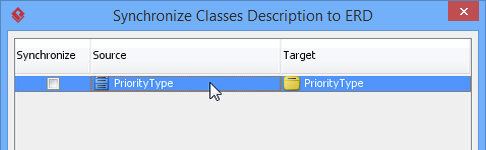 synchronize class documentation dialog box