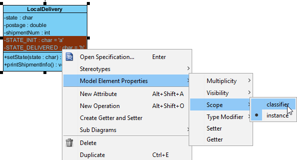 Classifier scope selected