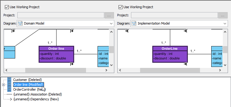 Selecting modified class