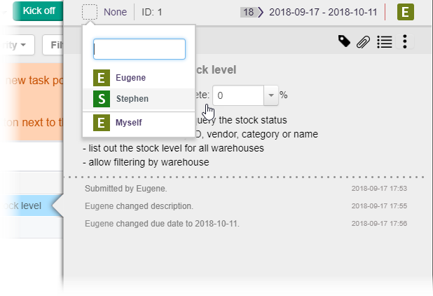 Setting task assignee