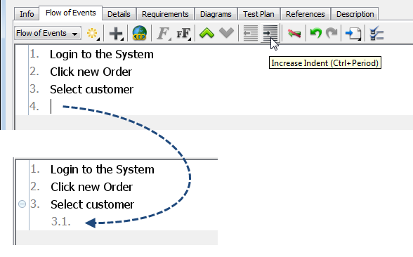 indent step