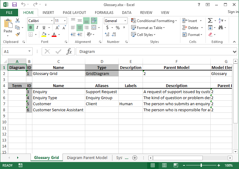 Excel exported