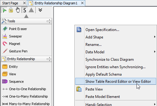 Show table record editor