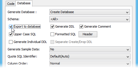 Select Export to Database