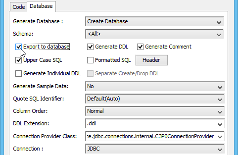 Select Export to Database