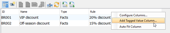 To add a tagged value column