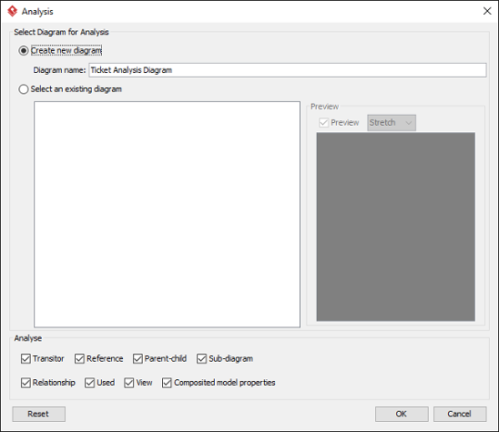 Create a diagram, or select an existing analysis diagram to present the result