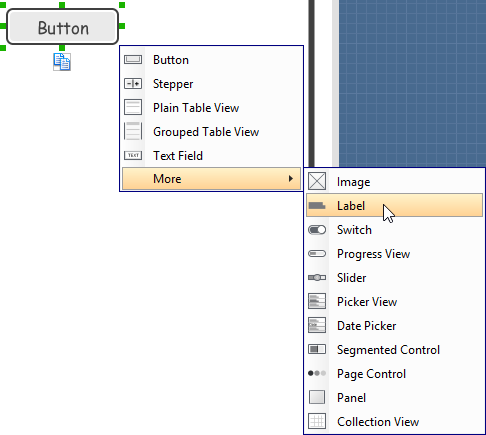 Choosing the wireframe element to be created