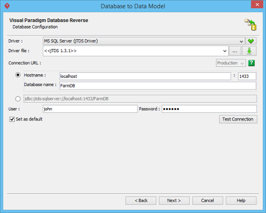 Configure database connection