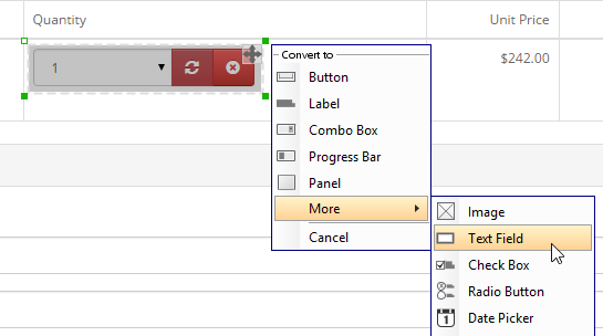 Converting a selected range to wireframe text field