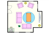 Cozy living room floor plan template