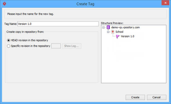 The Create Tag window