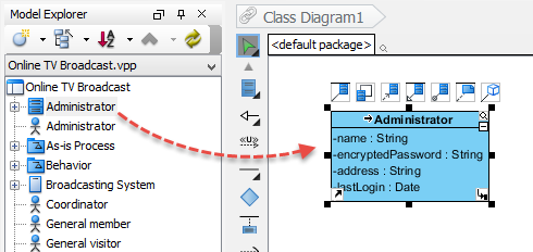 Drag model elements from referenced project