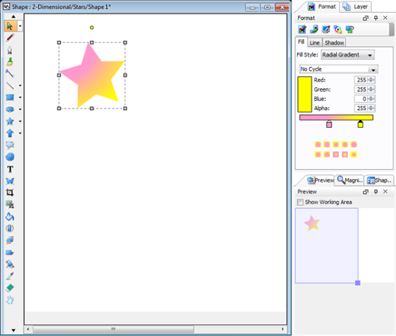 Draw a shape in drawing pane