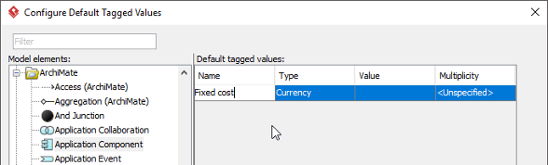 Adding the attribute Fixed Cost