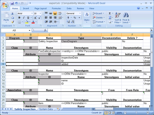 Adding attribute in Excel