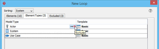 Excluding an element type from loop