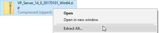 Extracting the zipped VP Server