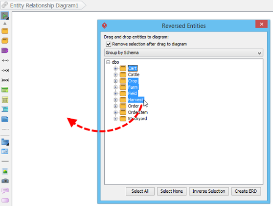 Form ERD with the reversed entities